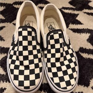 Vans Checkered Slip-On Shoes - Black and White